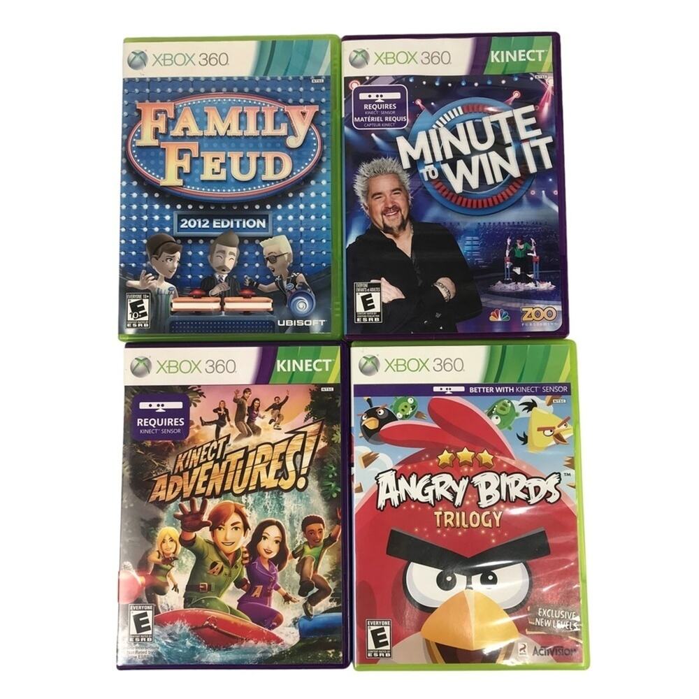 XBOX 360 Games Minute to Win It, Kinect Adventures, Angry Birds, Family Feud